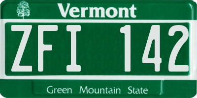 VT license plate ZFI142