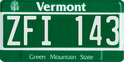 VT license plate ZFI143