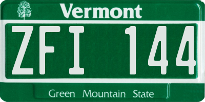 VT license plate ZFI144