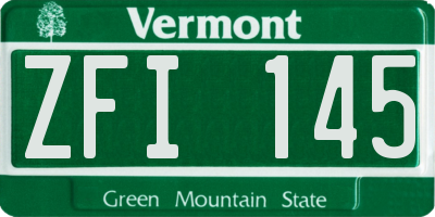 VT license plate ZFI145