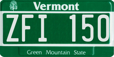 VT license plate ZFI150