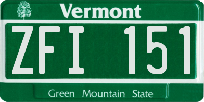 VT license plate ZFI151
