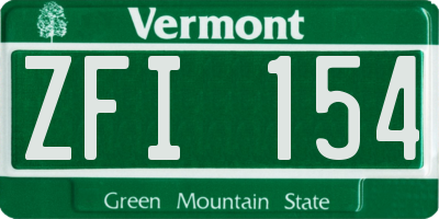 VT license plate ZFI154
