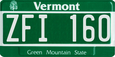 VT license plate ZFI160