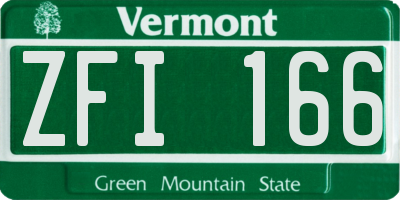 VT license plate ZFI166