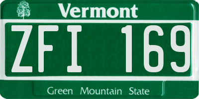 VT license plate ZFI169