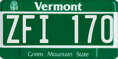 VT license plate ZFI170