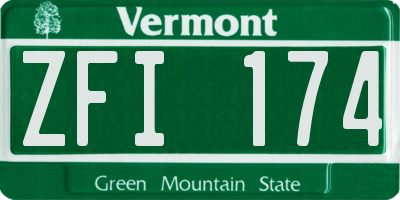 VT license plate ZFI174