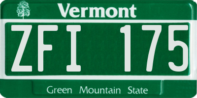 VT license plate ZFI175