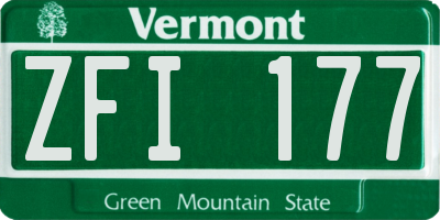 VT license plate ZFI177