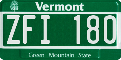 VT license plate ZFI180