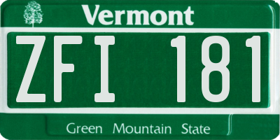 VT license plate ZFI181