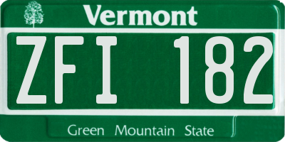 VT license plate ZFI182