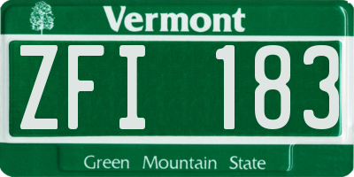 VT license plate ZFI183