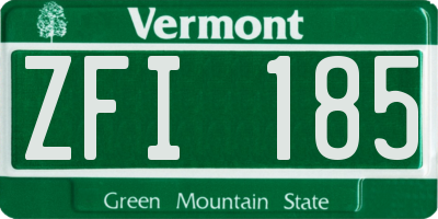 VT license plate ZFI185