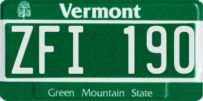 VT license plate ZFI190