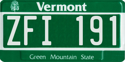 VT license plate ZFI191