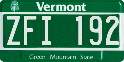 VT license plate ZFI192