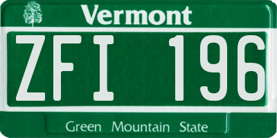 VT license plate ZFI196