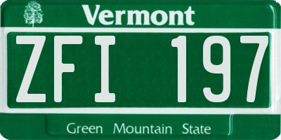 VT license plate ZFI197