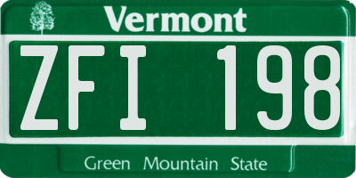 VT license plate ZFI198