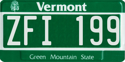 VT license plate ZFI199
