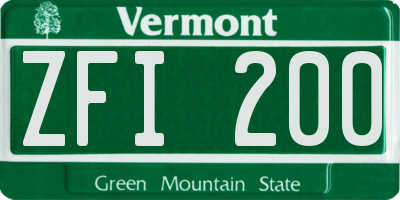 VT license plate ZFI200