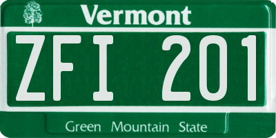 VT license plate ZFI201