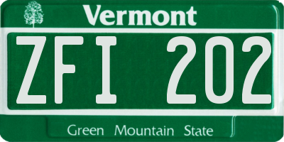 VT license plate ZFI202