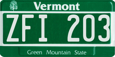 VT license plate ZFI203