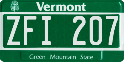 VT license plate ZFI207