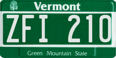 VT license plate ZFI210