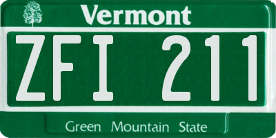 VT license plate ZFI211