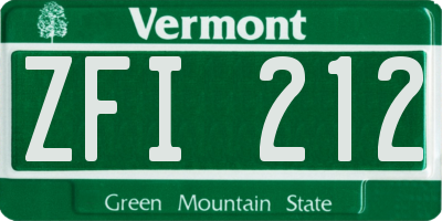 VT license plate ZFI212