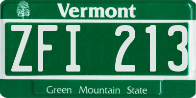 VT license plate ZFI213