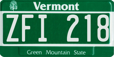 VT license plate ZFI218