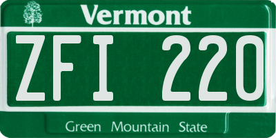 VT license plate ZFI220
