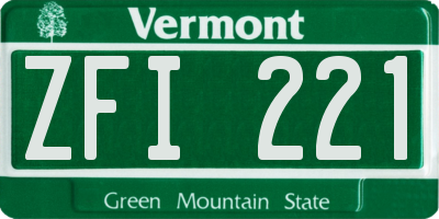 VT license plate ZFI221