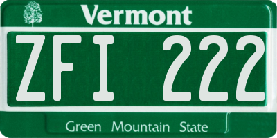 VT license plate ZFI222