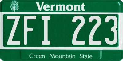 VT license plate ZFI223