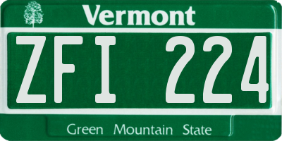 VT license plate ZFI224