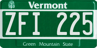 VT license plate ZFI225