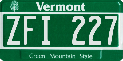 VT license plate ZFI227