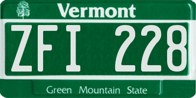 VT license plate ZFI228
