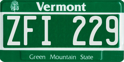 VT license plate ZFI229