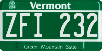 VT license plate ZFI232