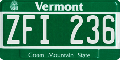 VT license plate ZFI236