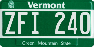 VT license plate ZFI240