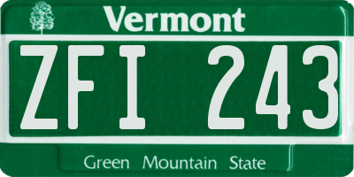 VT license plate ZFI243