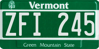 VT license plate ZFI245
